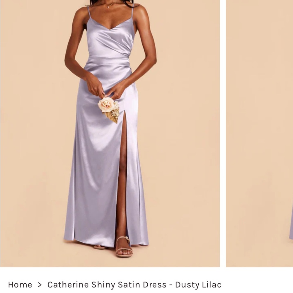 Catherine Shiny Satin Dress - Lilac Birdy Grey